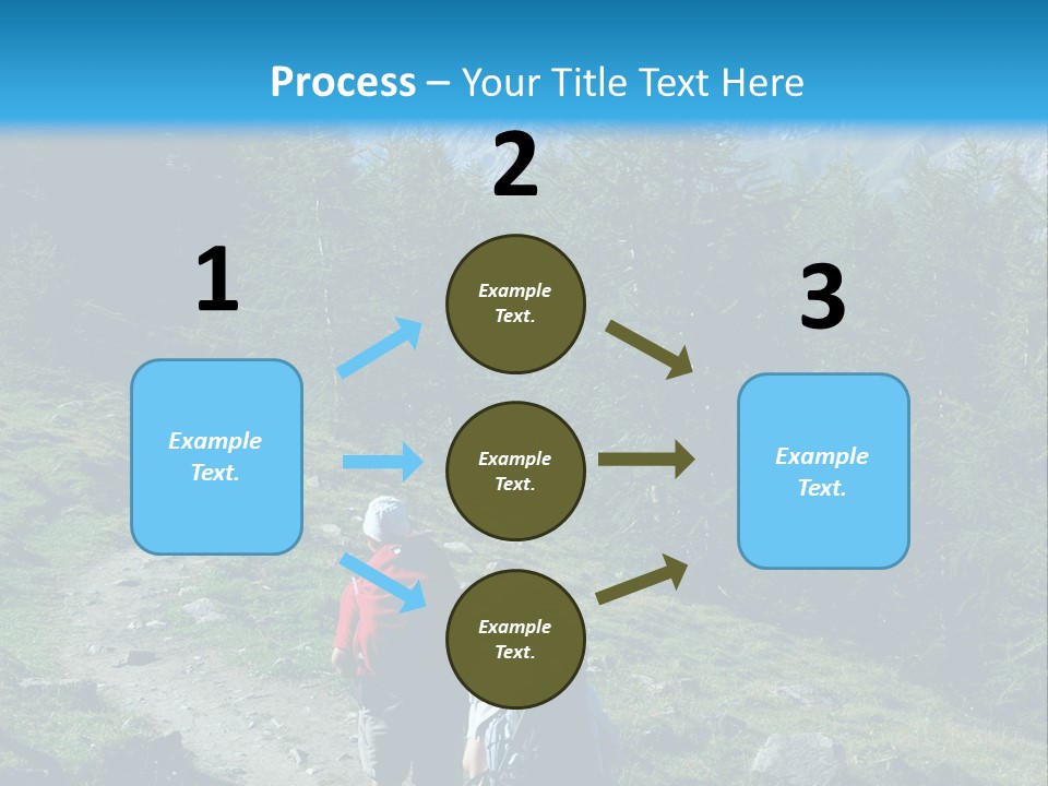 Two People Hiking Up A Trail In The Mountains PowerPoint Template