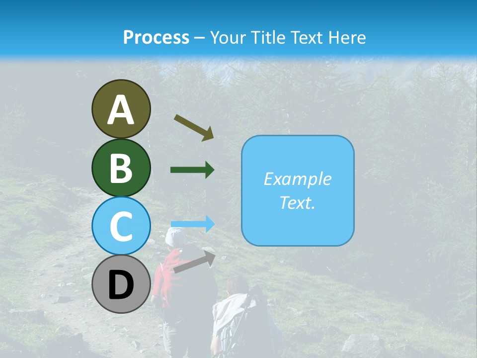 Two People Hiking Up A Trail In The Mountains PowerPoint Template