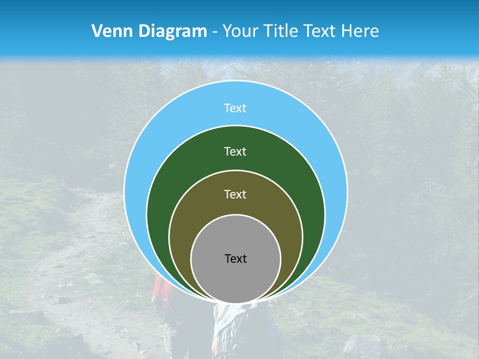 Two People Hiking Up A Trail In The Mountains PowerPoint Template