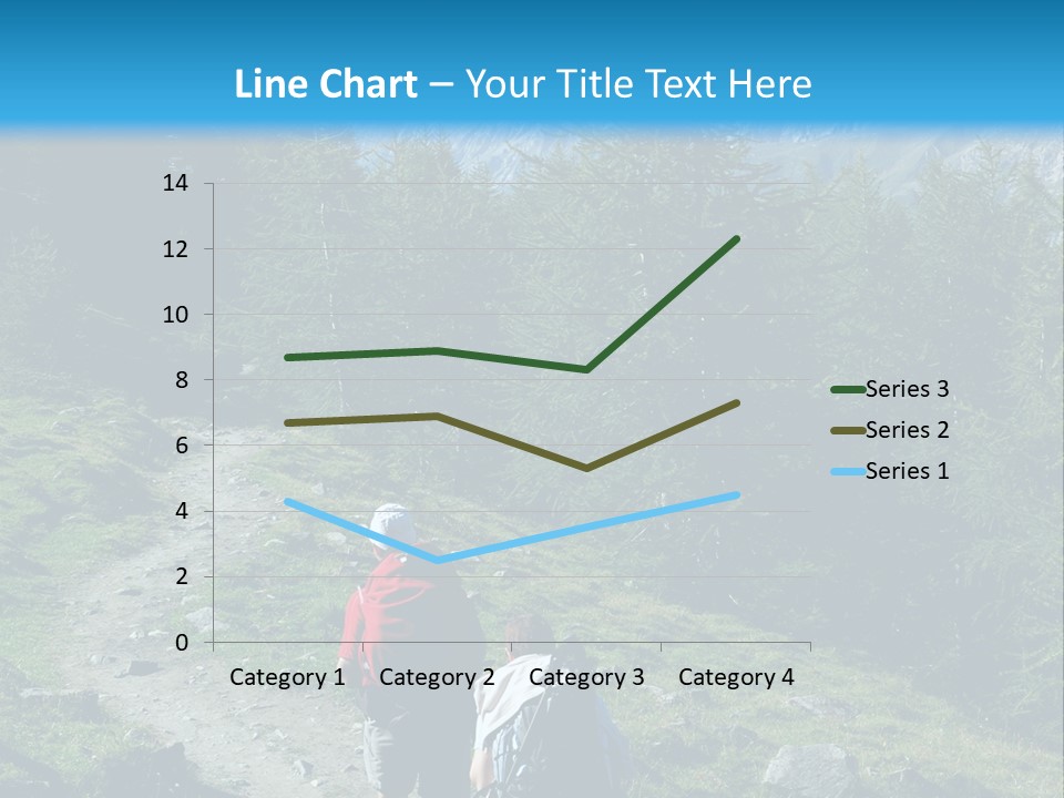 Two People Hiking Up A Trail In The Mountains PowerPoint Template