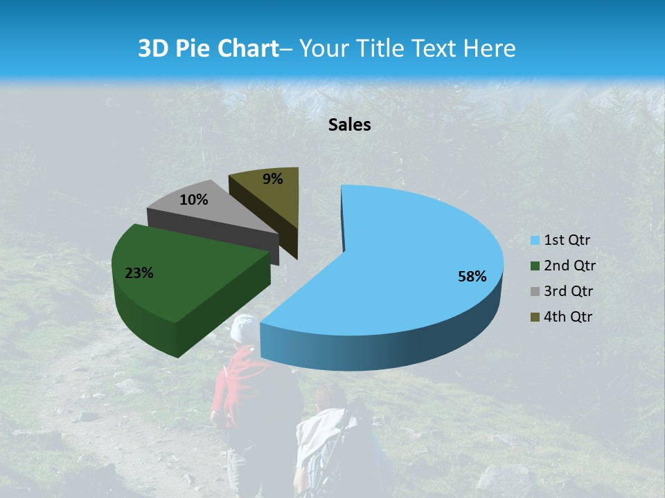 Two People Hiking Up A Trail In The Mountains PowerPoint Template