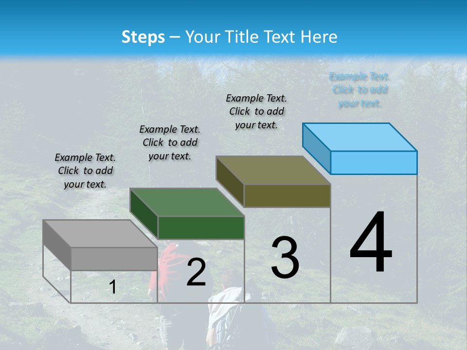 Two People Hiking Up A Trail In The Mountains PowerPoint Template