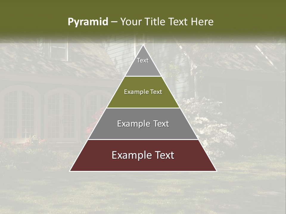 A Blue House With Pink And White Flowers In Front Of It PowerPoint Template