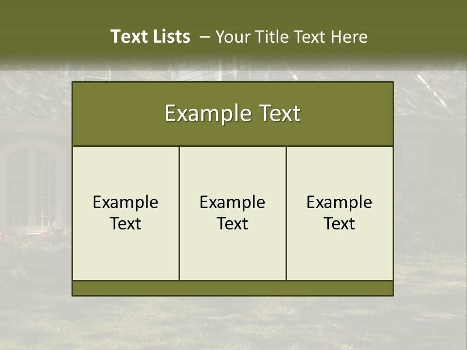 A Blue House With Pink And White Flowers In Front Of It PowerPoint Template