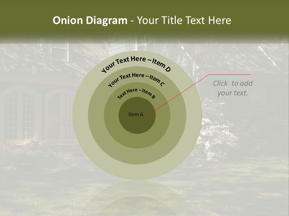 A Blue House With Pink And White Flowers In Front Of It PowerPoint Template