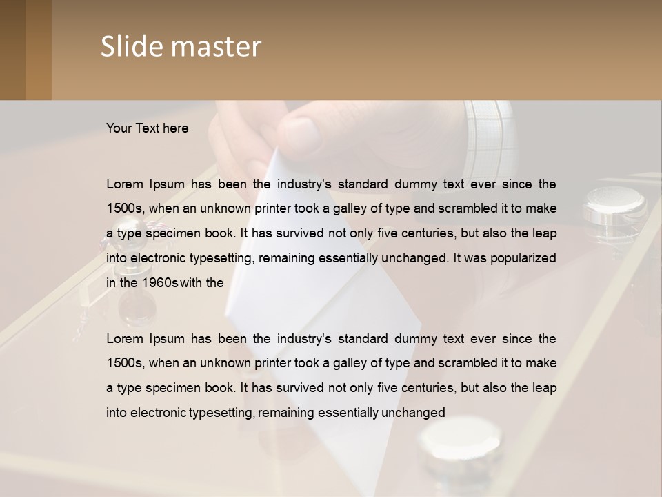 A Person Holding A Piece Of Paper On Top Of A Table PowerPoint Template