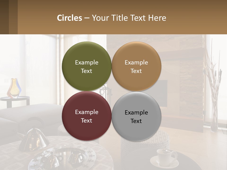 A Living Room With A Couch And A Fireplace PowerPoint Template