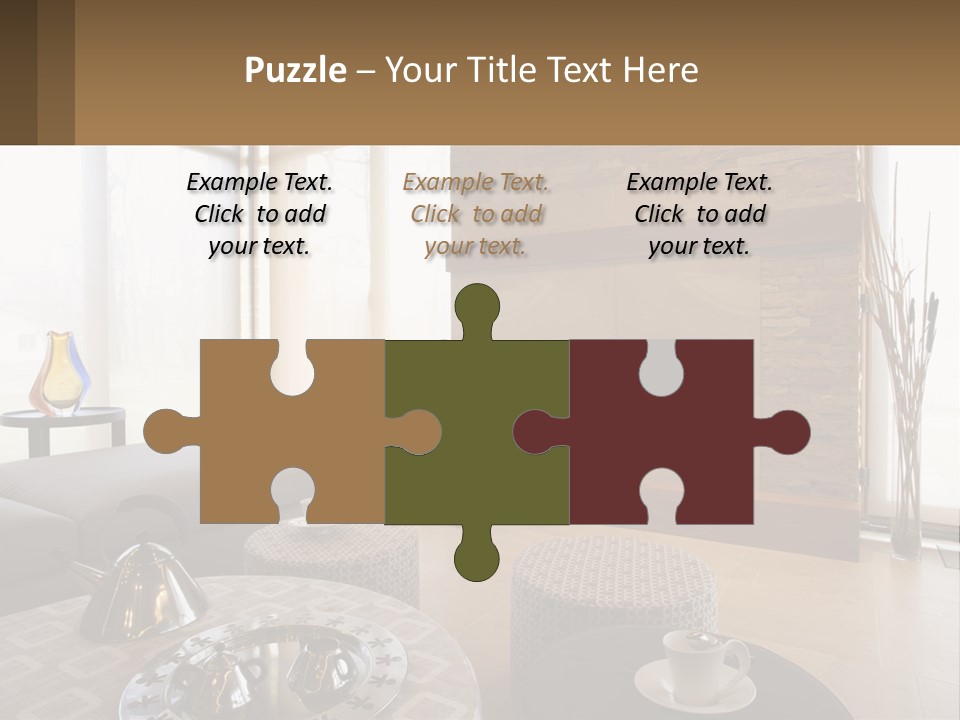 A Living Room With A Couch And A Fireplace PowerPoint Template