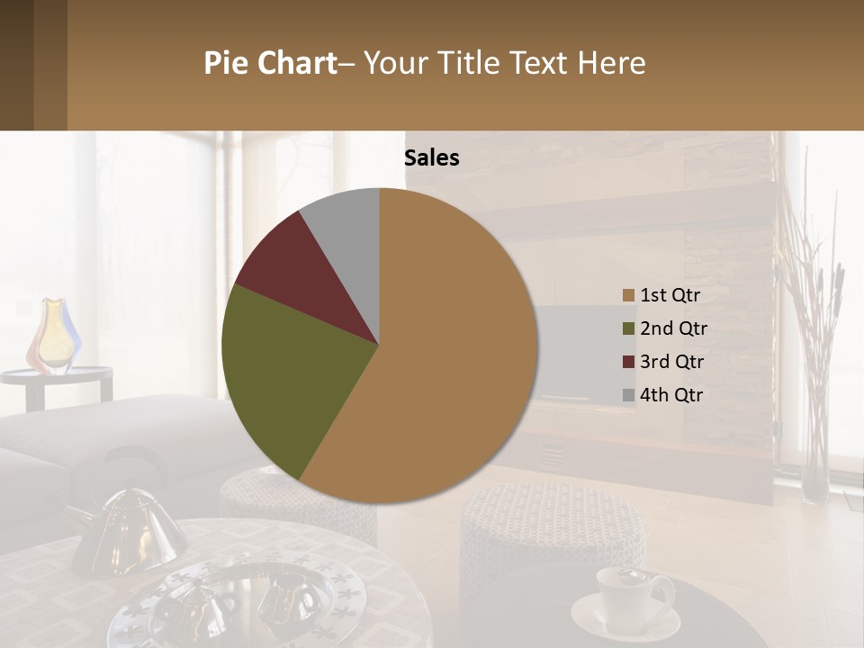 A Living Room With A Couch And A Fireplace PowerPoint Template