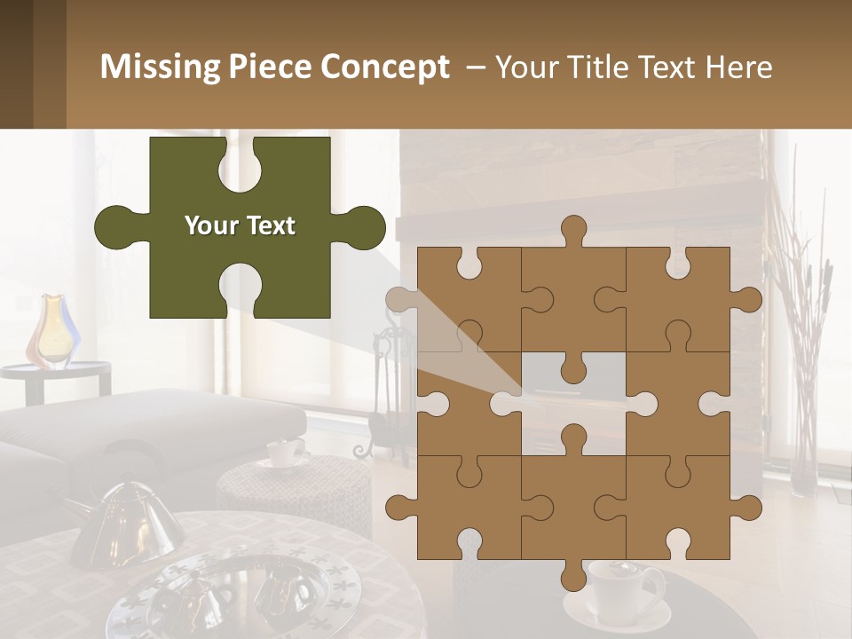 A Living Room With A Couch And A Fireplace PowerPoint Template