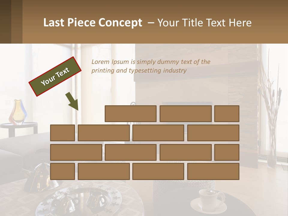 A Living Room With A Couch And A Fireplace PowerPoint Template