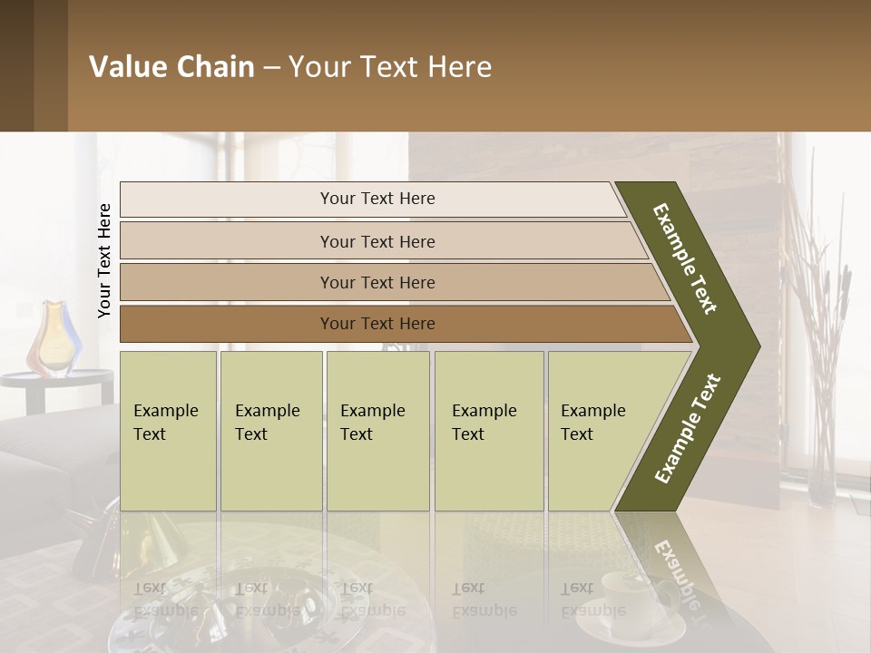 A Living Room With A Couch And A Fireplace PowerPoint Template