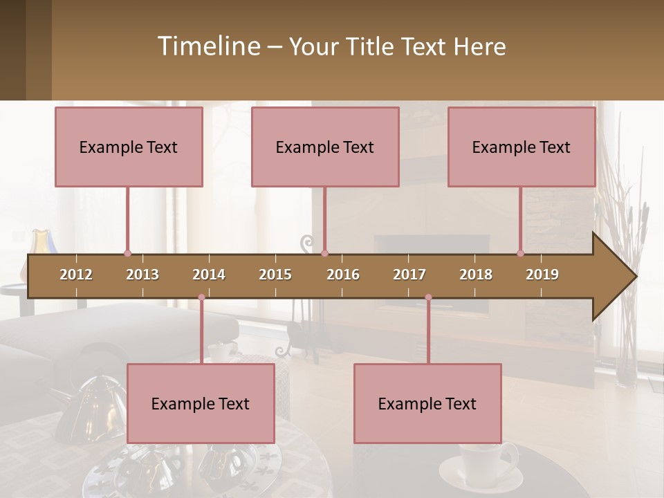 A Living Room With A Couch And A Fireplace PowerPoint Template