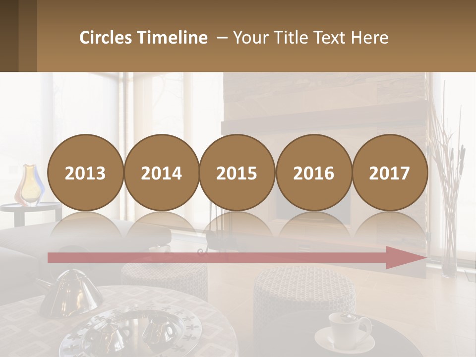 A Living Room With A Couch And A Fireplace PowerPoint Template