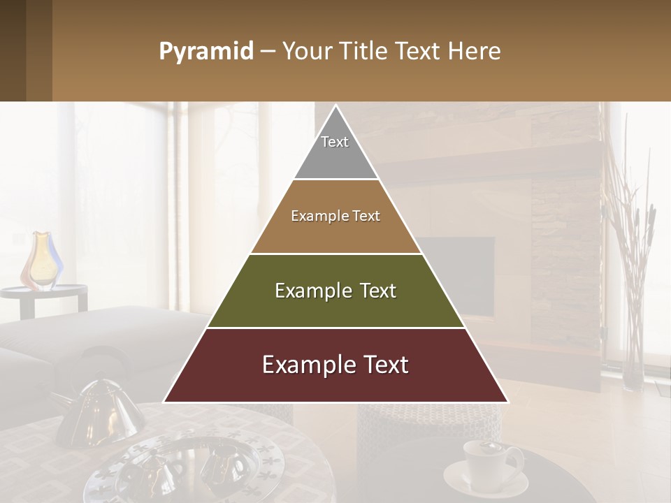 A Living Room With A Couch And A Fireplace PowerPoint Template