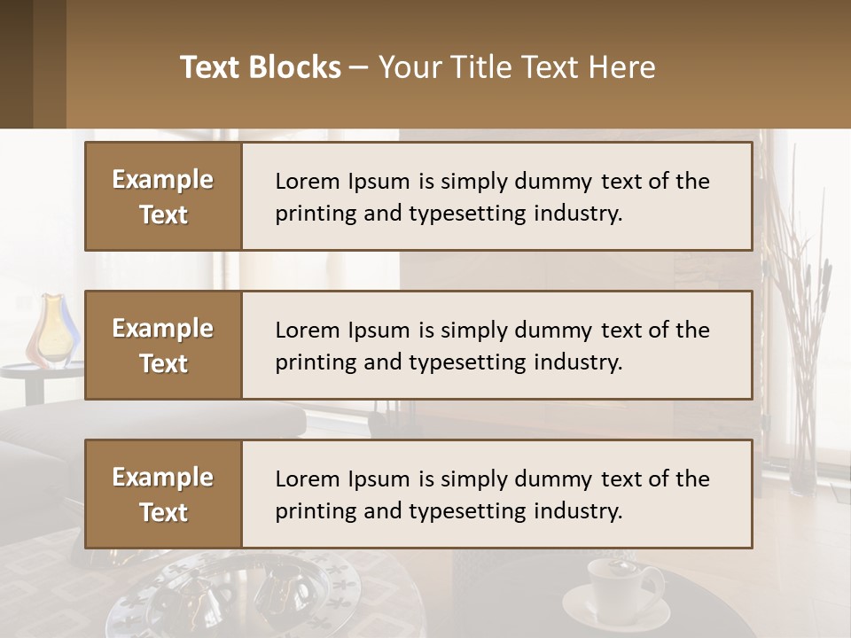 A Living Room With A Couch And A Fireplace PowerPoint Template