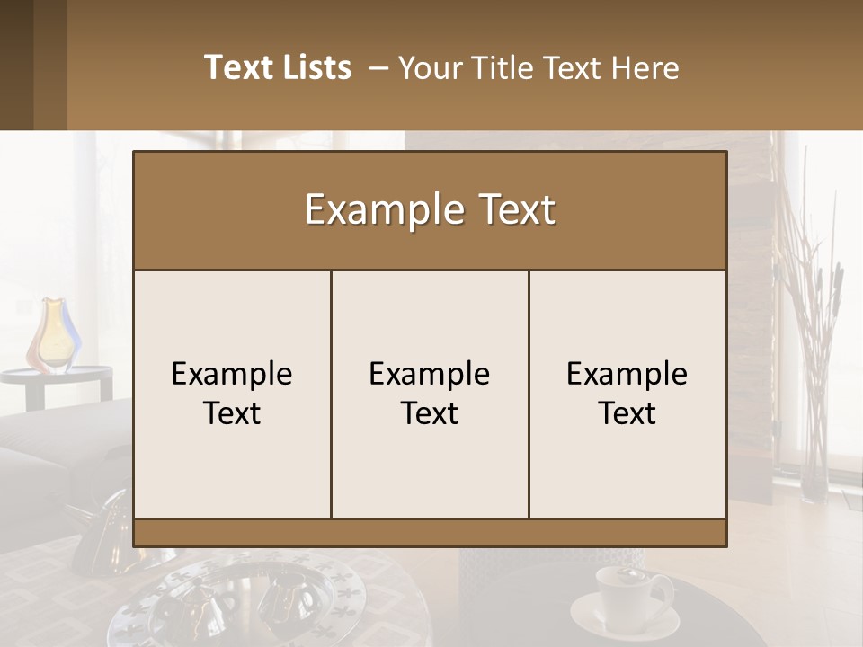 A Living Room With A Couch And A Fireplace PowerPoint Template