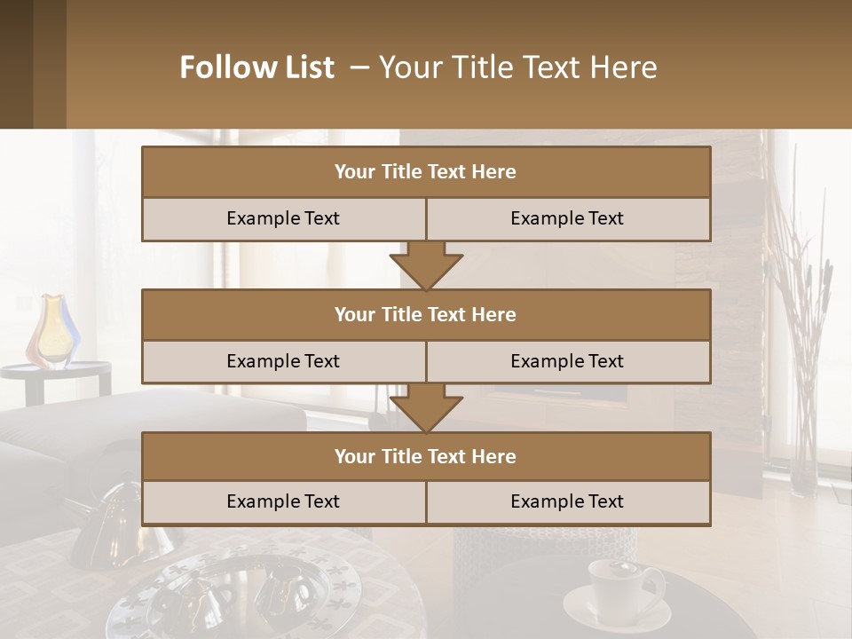 A Living Room With A Couch And A Fireplace PowerPoint Template