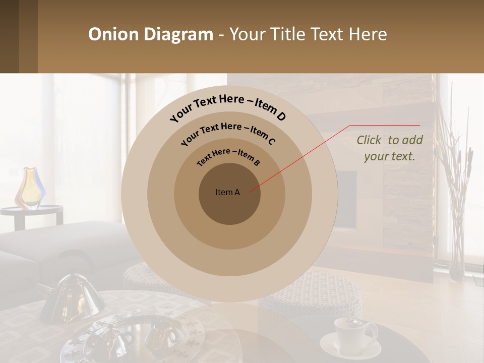 A Living Room With A Couch And A Fireplace PowerPoint Template