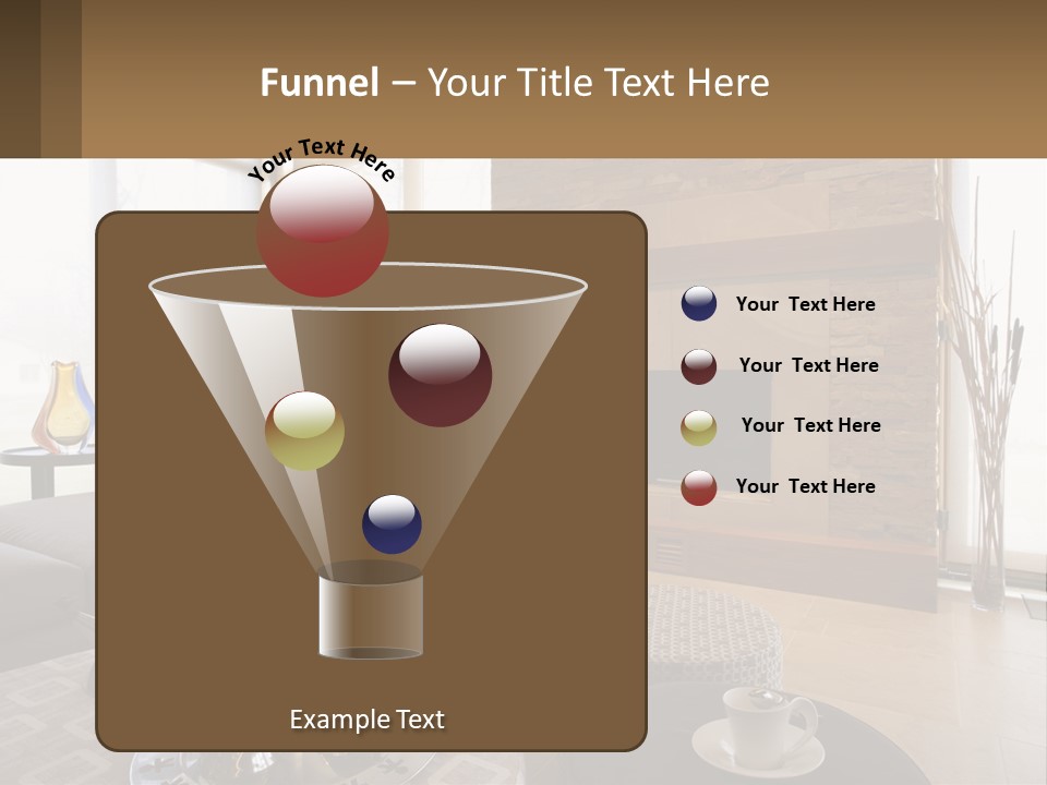 A Living Room With A Couch And A Fireplace PowerPoint Template
