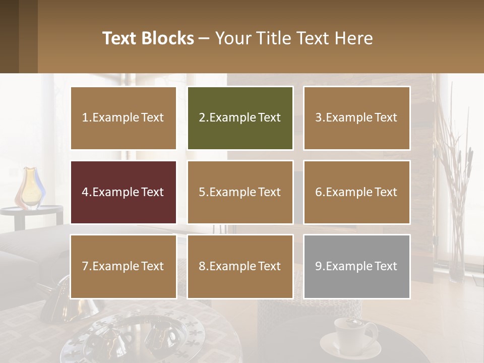 A Living Room With A Couch And A Fireplace PowerPoint Template