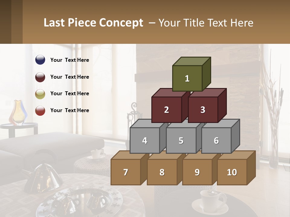 A Living Room With A Couch And A Fireplace PowerPoint Template