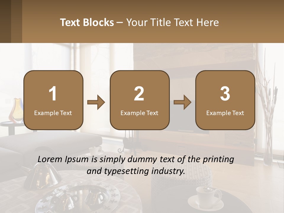 A Living Room With A Couch And A Fireplace PowerPoint Template