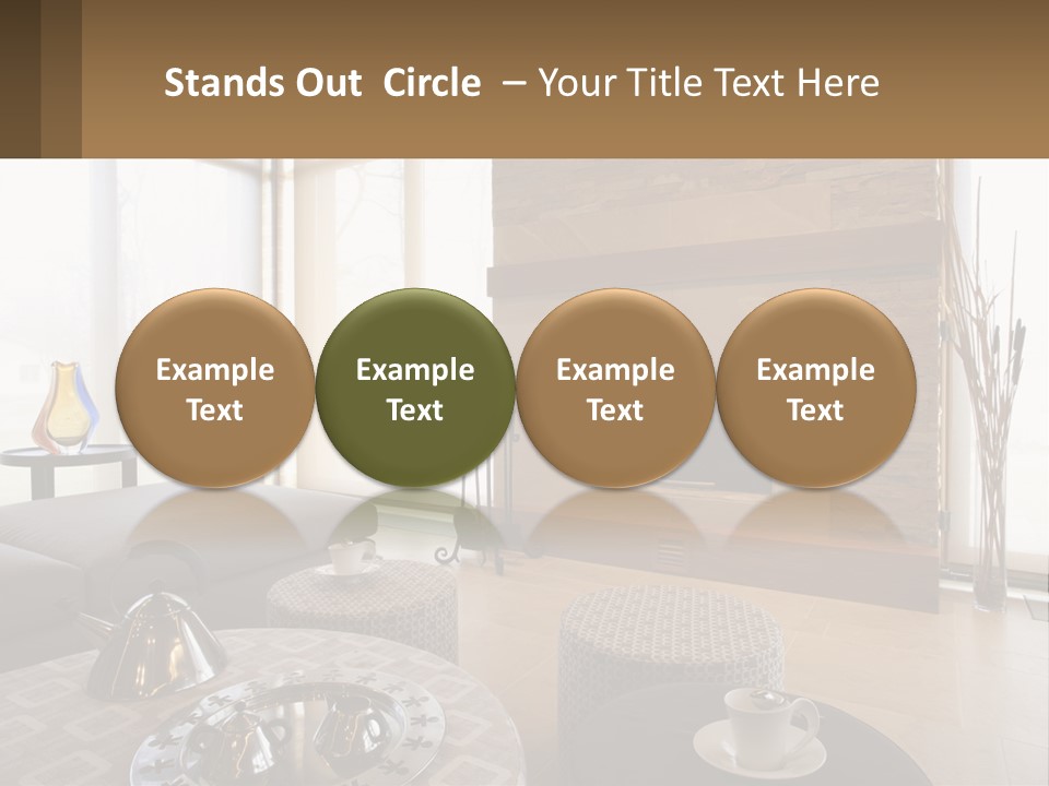 A Living Room With A Couch And A Fireplace PowerPoint Template