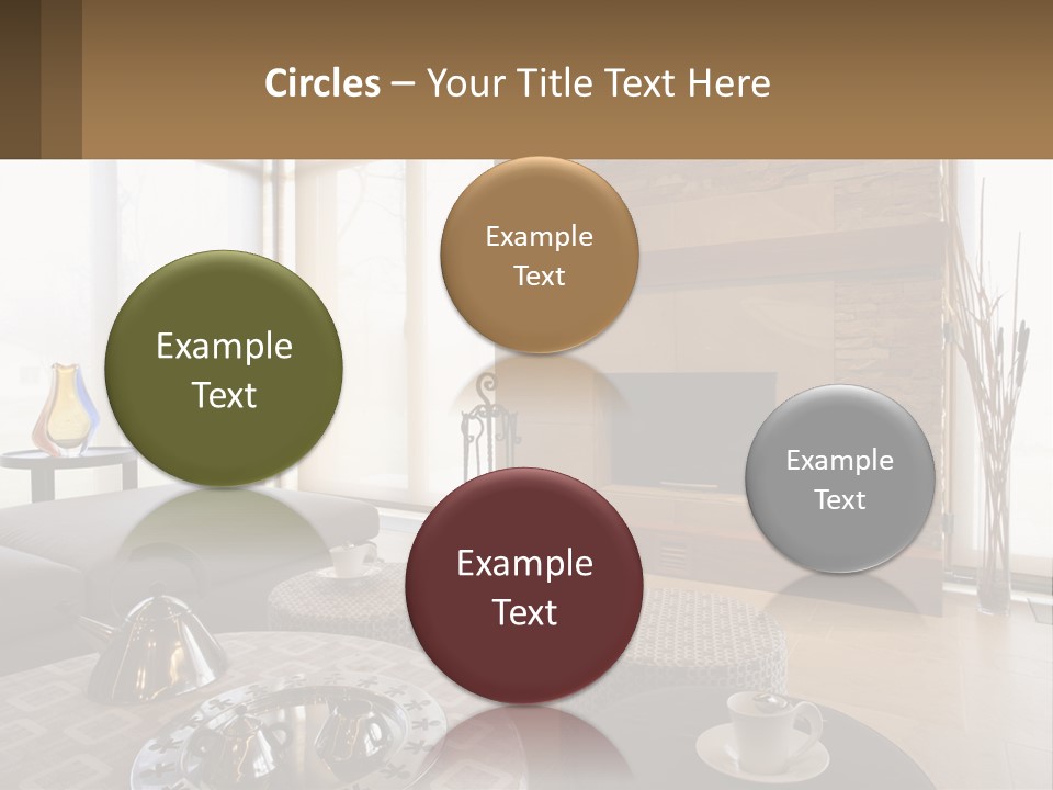 A Living Room With A Couch And A Fireplace PowerPoint Template