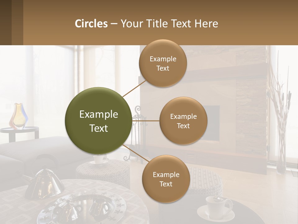 A Living Room With A Couch And A Fireplace PowerPoint Template