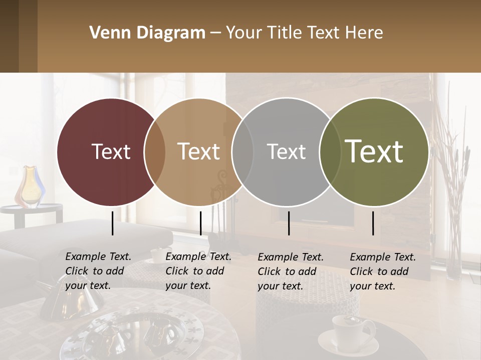 A Living Room With A Couch And A Fireplace PowerPoint Template