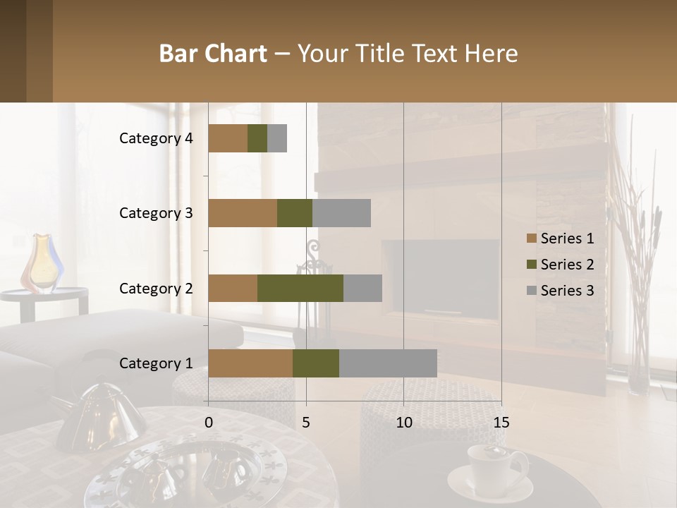 A Living Room With A Couch And A Fireplace PowerPoint Template