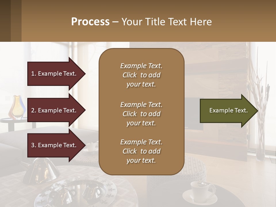 A Living Room With A Couch And A Fireplace PowerPoint Template
