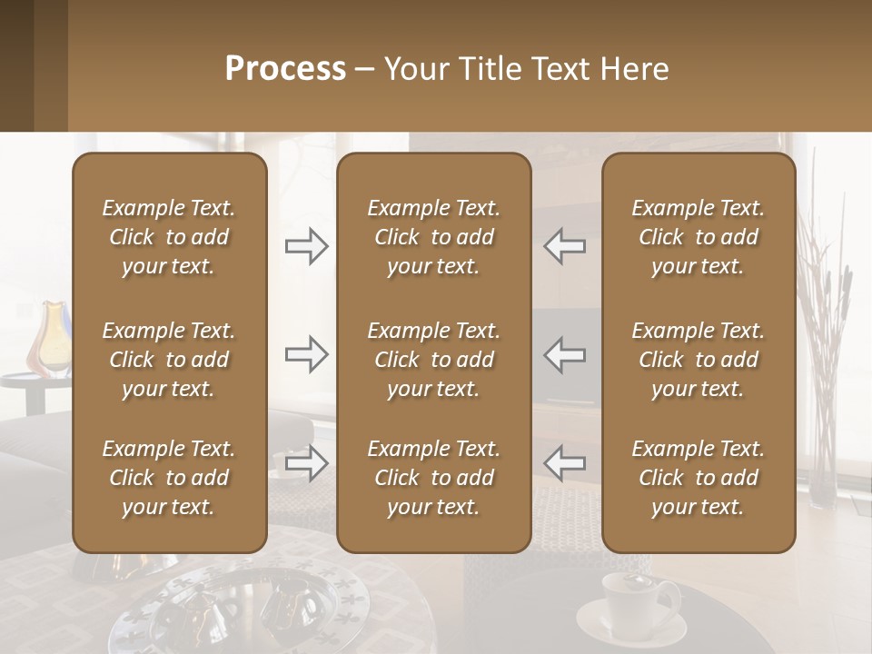 A Living Room With A Couch And A Fireplace PowerPoint Template
