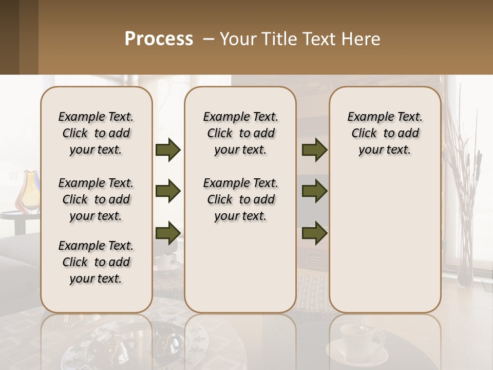 A Living Room With A Couch And A Fireplace PowerPoint Template