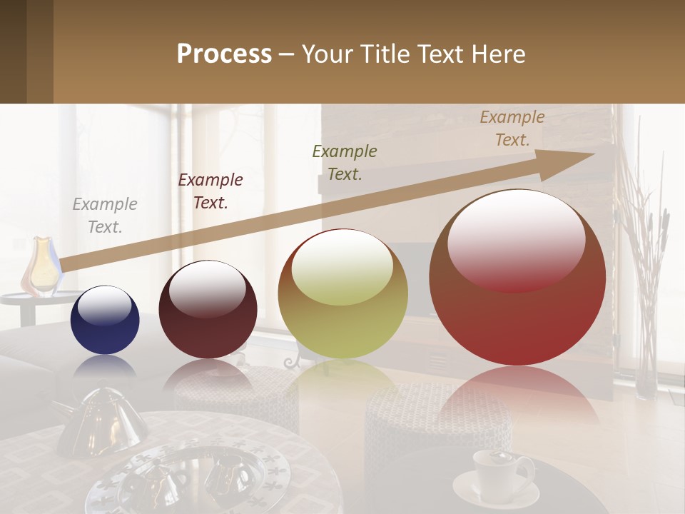 A Living Room With A Couch And A Fireplace PowerPoint Template