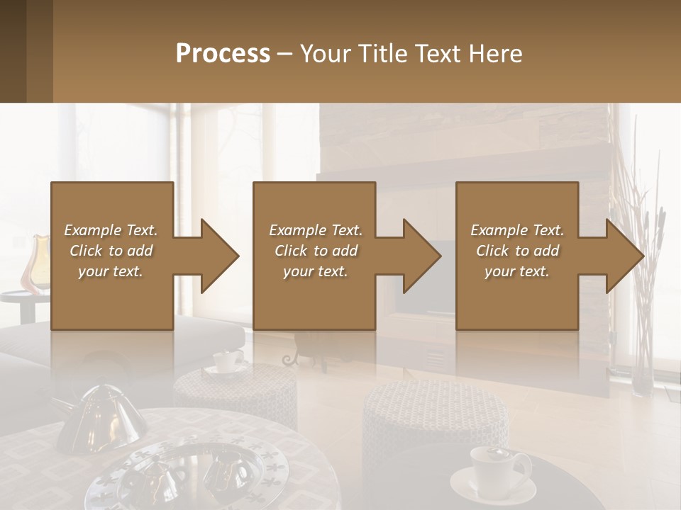 A Living Room With A Couch And A Fireplace PowerPoint Template