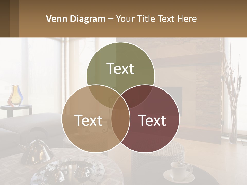 A Living Room With A Couch And A Fireplace PowerPoint Template