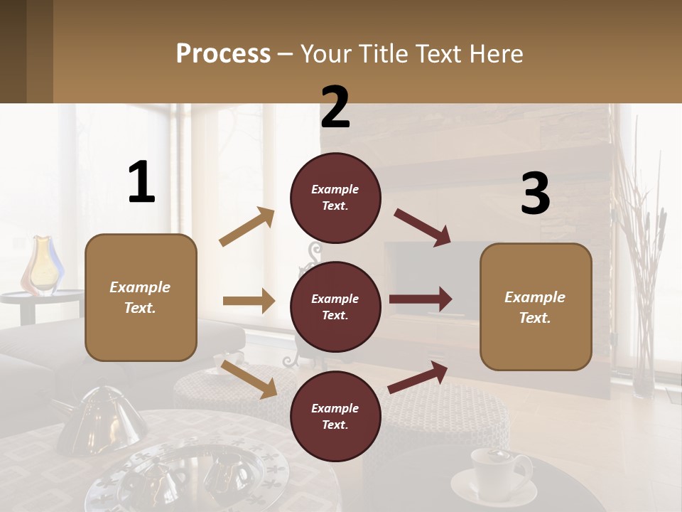 A Living Room With A Couch And A Fireplace PowerPoint Template