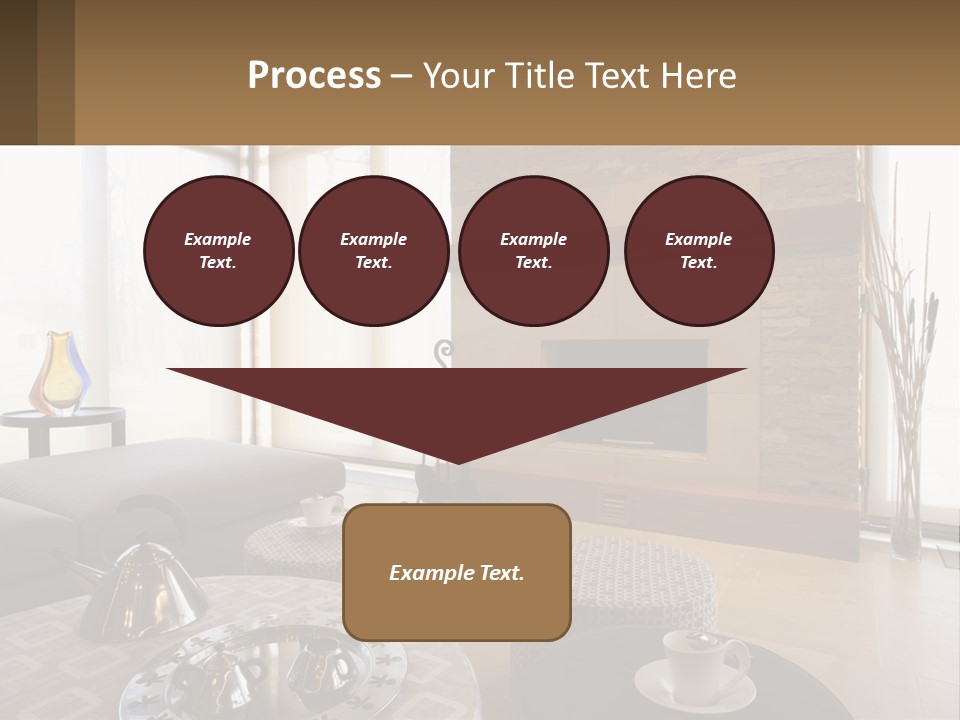 A Living Room With A Couch And A Fireplace PowerPoint Template