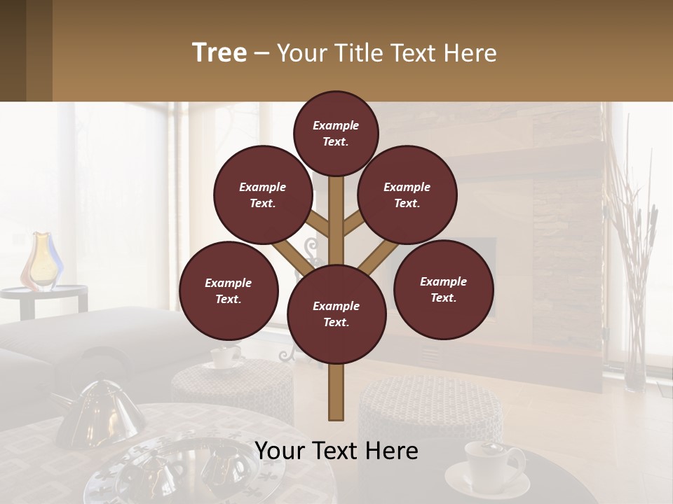 A Living Room With A Couch And A Fireplace PowerPoint Template