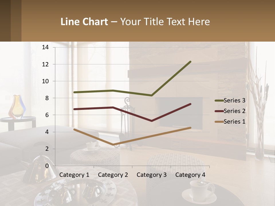 A Living Room With A Couch And A Fireplace PowerPoint Template