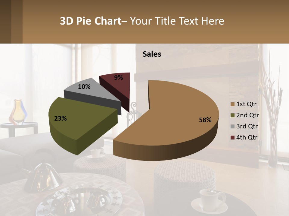 A Living Room With A Couch And A Fireplace PowerPoint Template