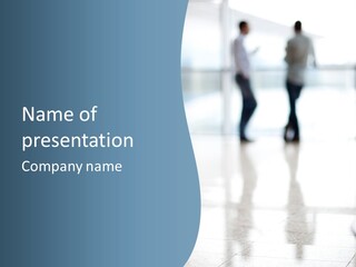 A Group Of People Walking Through A Lobby PowerPoint Template