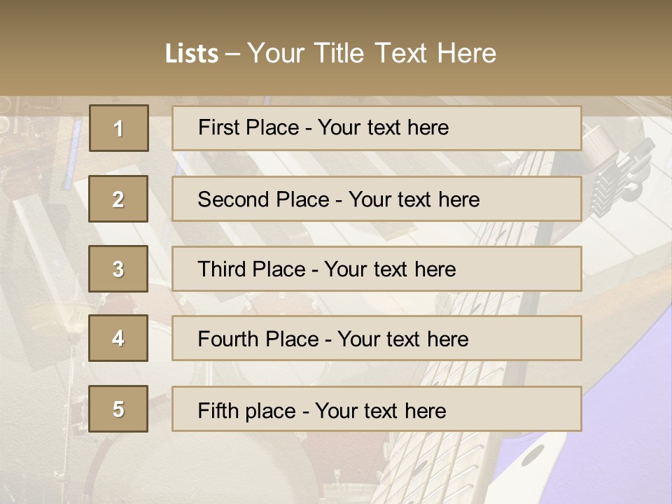 A Musical Instrument On A Stage With A Piano In The Background PowerPoint Template
