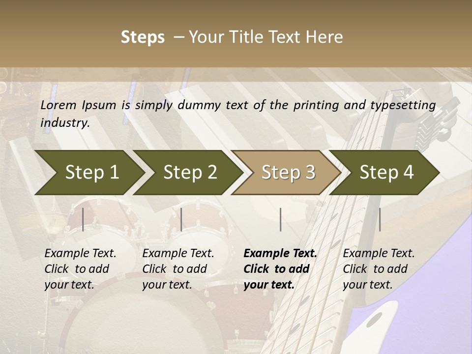 A Musical Instrument On A Stage With A Piano In The Background PowerPoint Template