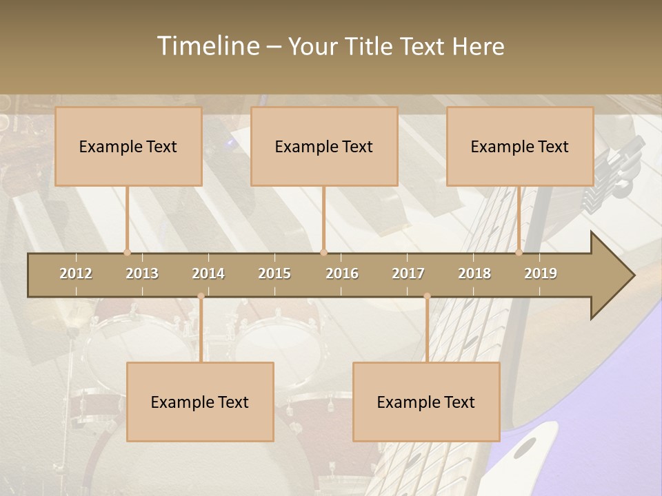 A Musical Instrument On A Stage With A Piano In The Background PowerPoint Template
