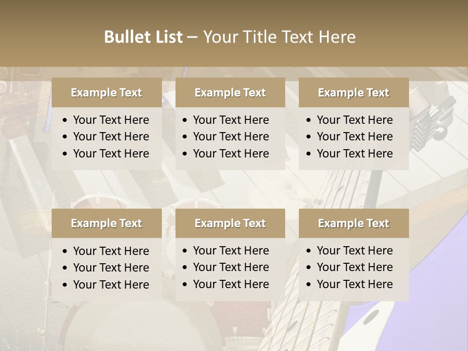 A Musical Instrument On A Stage With A Piano In The Background PowerPoint Template