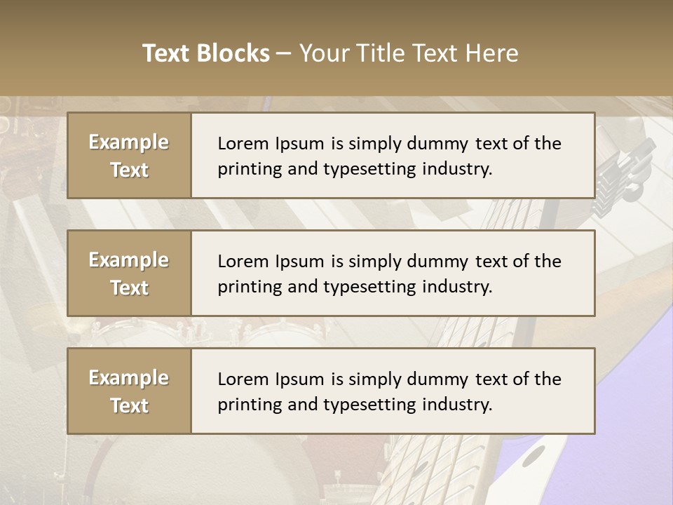 A Musical Instrument On A Stage With A Piano In The Background PowerPoint Template