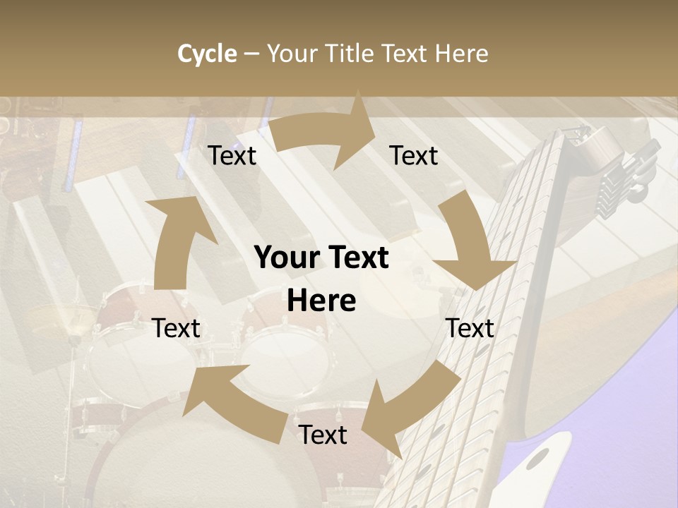 A Musical Instrument On A Stage With A Piano In The Background PowerPoint Template